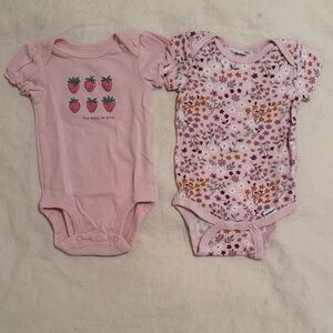 Pair of Pink floral & Strawberry Bodysuits